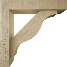 Ekena Millwork - BKTUR0352X18X18FST05RCPR - Timberthane Faux Wood Funston Style Bracket w/ Offset Brace, Block Ends, 3 1/2"W x 18"D x 18"H, Primed Tan
