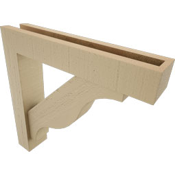 Ekena Millwork - BKTUR0352X18X18FST05RCPR - Timberthane Faux Wood Funston Style Bracket w/ Offset Brace, Block Ends, 3 1/2"W x 18"D x 18"H, Primed Tan