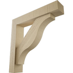 Ekena Millwork - BKTUR0352X18X18FST05RCPR - Timberthane Faux Wood Funston Style Bracket w/ Offset Brace, Block Ends, 3 1/2"W x 18"D x 18"H, Primed Tan