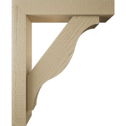 Ekena Millwork - BKTUR0352X18X22FST05RCPR - Timberthane Faux Wood Funston Style Bracket w/ Offset Brace, Block Ends, 3 1/2"W x 18"D x 22"H, Primed Tan