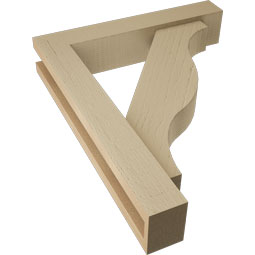 Ekena Millwork - BKTUR0352X18X22FST05RCPR - Timberthane Faux Wood Funston Style Bracket w/ Offset Brace, Block Ends, 3 1/2"W x 18"D x 22"H, Primed Tan