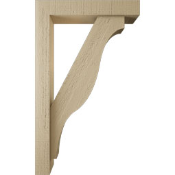 Ekena Millwork - BKTUR0352X18X30FST05RCPR - Timberthane Faux Wood Funston Style Bracket w/ Offset Brace, Block Ends, 3 1/2"W x 18"D x 30"H, Primed Tan