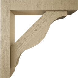 Ekena Millwork - BKTUR0352X20X20FST05RCPR - Timberthane Faux Wood Funston Style Bracket w/ Offset Brace, Block Ends, 3 1/2"W x 20"D x 20"H, Primed Tan