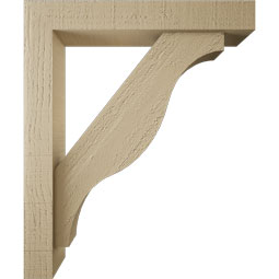 Ekena Millwork - BKTUR0352X20X24FST05RCPR - Timberthane Faux Wood Funston Style Bracket w/ Offset Brace, Block Ends, 3 1/2"W x 20"D x 24"H, Primed Tan