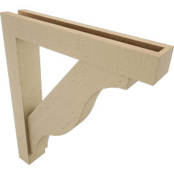 Ekena Millwork - BKTUR0352X20X24FST05RCPR - Timberthane Faux Wood Funston Style Bracket w/ Offset Brace, Block Ends, 3 1/2"W x 20"D x 24"H, Primed Tan
