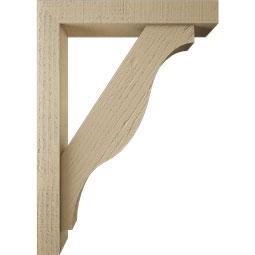 Ekena Millwork - BKTUR0352X20X28FST05RCPR - Timberthane Faux Wood Funston Style Bracket w/ Offset Brace, Block Ends, 3 1/2"W x 20"D x 28"H, Primed Tan