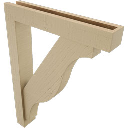 Ekena Millwork - BKTUR0352X20X28FST05RCPR - Timberthane Faux Wood Funston Style Bracket w/ Offset Brace, Block Ends, 3 1/2"W x 20"D x 28"H, Primed Tan