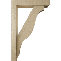 Ekena Millwork - BKTUR0352X20X32FST05RCPR - Timberthane Faux Wood Funston Style Bracket w/ Offset Brace, Block Ends, 3 1/2"W x 20"D x 32"H, Primed Tan