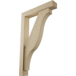 Ekena Millwork - BKTUR0352X20X32FST05RCPR - Timberthane Faux Wood Funston Style Bracket w/ Offset Brace, Block Ends, 3 1/2"W x 20"D x 32"H, Primed Tan