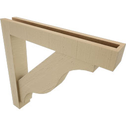 Ekena Millwork - BKTUR0352X22X22FST05RCPR - Timberthane Faux Wood Funston Style Bracket w/ Offset Brace, Block Ends, 3 1/2"W x 22"D x 22"H, Primed Tan