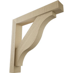 Ekena Millwork - BKTUR0352X22X22FST05RCPR - Timberthane Faux Wood Funston Style Bracket w/ Offset Brace, Block Ends, 3 1/2"W x 22"D x 22"H, Primed Tan