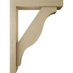 Ekena Millwork - BKTUR0352X22X30FST05RCPR - Timberthane Faux Wood Funston Style Bracket w/ Offset Brace, Block Ends, 3 1/2"W x 22"D x 30"H, Primed Tan