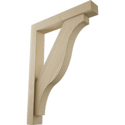Ekena Millwork - BKTUR0352X22X30FST05RCPR - Timberthane Faux Wood Funston Style Bracket w/ Offset Brace, Block Ends, 3 1/2"W x 22"D x 30"H, Primed Tan