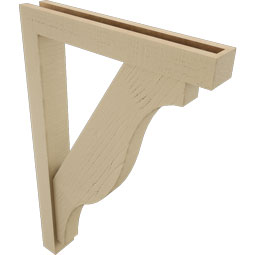 Ekena Millwork - BKTUR0352X22X34FST05RCPR - Timberthane Faux Wood Funston Style Bracket w/ Offset Brace, Block Ends, 3 1/2"W x 22"D x 34"H, Primed Tan