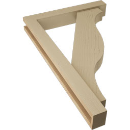 Ekena Millwork - BKTUR0352X22X34FST05RCPR - Timberthane Faux Wood Funston Style Bracket w/ Offset Brace, Block Ends, 3 1/2"W x 22"D x 34"H, Primed Tan