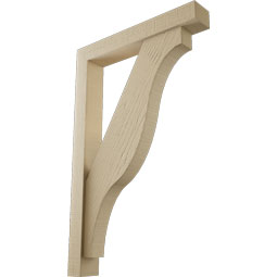 Ekena Millwork - BKTUR0352X22X34FST05RCPR - Timberthane Faux Wood Funston Style Bracket w/ Offset Brace, Block Ends, 3 1/2"W x 22"D x 34"H, Primed Tan