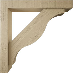 Ekena Millwork - BKTUR0352X24X24FST05RCPR - Timberthane Faux Wood Funston Style Bracket w/ Offset Brace, Block Ends, 3 1/2"W x 24"D x 24"H, Primed Tan