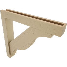 Ekena Millwork - BKTUR0352X24X24FST05RCPR - Timberthane Faux Wood Funston Style Bracket w/ Offset Brace, Block Ends, 3 1/2"W x 24"D x 24"H, Primed Tan