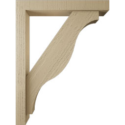 Ekena Millwork - BKTUR0352X24X32FST05RCPR - Timberthane Faux Wood Funston Style Bracket w/ Offset Brace, Block Ends, 3 1/2"W x 24"D x 32"H, Primed Tan