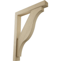 Ekena Millwork - BKTUR0352X24X32FST05RCPR - Timberthane Faux Wood Funston Style Bracket w/ Offset Brace, Block Ends, 3 1/2"W x 24"D x 32"H, Primed Tan