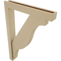 Ekena Millwork - BKTUR0352X24X36FST05RCPR - Timberthane Faux Wood Funston Style Bracket w/ Offset Brace, Block Ends, 3 1/2"W x 24"D x 36"H, Primed Tan