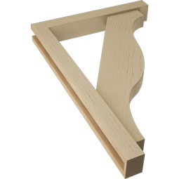 Ekena Millwork - BKTUR0352X24X36FST05RCPR - Timberthane Faux Wood Funston Style Bracket w/ Offset Brace, Block Ends, 3 1/2"W x 24"D x 36"H, Primed Tan