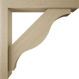 Ekena Millwork - BKTUR0352X26X26FST05RCPR - Timberthane Faux Wood Funston Style Bracket w/ Offset Brace, Block Ends, 3 1/2"W x 26"D x 26"H, Primed Tan
