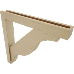 Ekena Millwork - BKTUR0352X26X26FST05RCPR - Timberthane Faux Wood Funston Style Bracket w/ Offset Brace, Block Ends, 3 1/2"W x 26"D x 26"H, Primed Tan