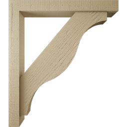 Ekena Millwork - BKTUR0352X26X30FST05RCPR - Timberthane Faux Wood Funston Style Bracket w/ Offset Brace, Block Ends, 3 1/2"W x 26"D x 30"H, Primed Tan