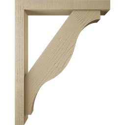 Ekena Millwork - BKTUR0352X26X34FST05RCPR - Timberthane Faux Wood Funston Style Bracket w/ Offset Brace, Block Ends, 3 1/2"W x 26"D x 34"H, Primed Tan