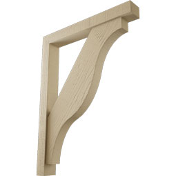 Ekena Millwork - BKTUR0352X26X34FST05RCPR - Timberthane Faux Wood Funston Style Bracket w/ Offset Brace, Block Ends, 3 1/2"W x 26"D x 34"H, Primed Tan