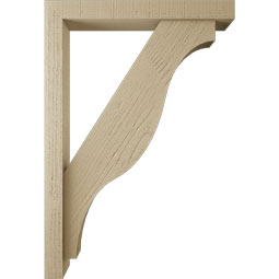 Ekena Millwork - BKTUR0352X26X38FST05RCPR - Timberthane Faux Wood Funston Style Bracket w/ Offset Brace, Block Ends, 3 1/2"W x 26"D x 38"H, Primed Tan