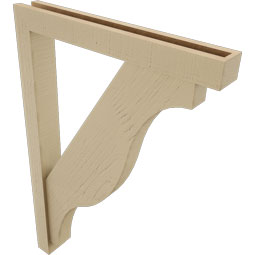 Ekena Millwork - BKTUR0352X26X38FST05RCPR - Timberthane Faux Wood Funston Style Bracket w/ Offset Brace, Block Ends, 3 1/2"W x 26"D x 38"H, Primed Tan
