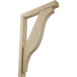 Ekena Millwork - BKTUR0352X26X38FST05RCPR - Timberthane Faux Wood Funston Style Bracket w/ Offset Brace, Block Ends, 3 1/2"W x 26"D x 38"H, Primed Tan