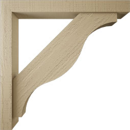 Ekena Millwork - BKTUR0352X28X28FST05RCPR - Timberthane Faux Wood Funston Style Bracket w/ Offset Brace, Block Ends, 3 1/2"W x 28"D x 28"H, Primed Tan