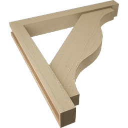 Ekena Millwork - BKTUR0352X28X28FST05RCPR - Timberthane Faux Wood Funston Style Bracket w/ Offset Brace, Block Ends, 3 1/2"W x 28"D x 28"H, Primed Tan