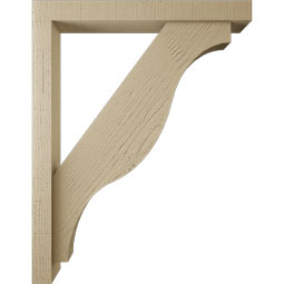 Ekena Millwork - BKTUR0352X28X36FST05RCPR - Timberthane Faux Wood Funston Style Bracket w/ Offset Brace, Block Ends, 3 1/2"W x 28"D x 36"H, Primed Tan