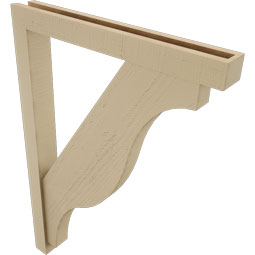 Ekena Millwork - BKTUR0352X28X40FST05RCPR - Timberthane Faux Wood Funston Style Bracket w/ Offset Brace, Block Ends, 3 1/2"W x 28"D x 40"H, Primed Tan