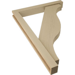 Ekena Millwork - BKTUR0352X28X40FST05RCPR - Timberthane Faux Wood Funston Style Bracket w/ Offset Brace, Block Ends, 3 1/2"W x 28"D x 40"H, Primed Tan