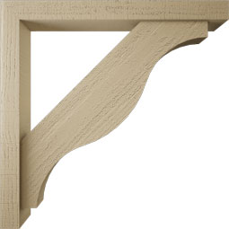 Ekena Millwork - BKTUR0352X30X30FST05RCPR - Timberthane Faux Wood Funston Style Bracket w/ Offset Brace, Block Ends, 3 1/2"W x 30"D x 30"H, Primed Tan