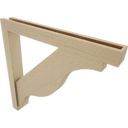 Ekena Millwork - BKTUR0352X30X30FST05RCPR - Timberthane Faux Wood Funston Style Bracket w/ Offset Brace, Block Ends, 3 1/2"W x 30"D x 30"H, Primed Tan