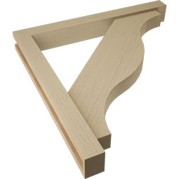 Ekena Millwork - BKTUR0352X30X30FST05RCPR - Timberthane Faux Wood Funston Style Bracket w/ Offset Brace, Block Ends, 3 1/2"W x 30"D x 30"H, Primed Tan