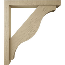 Ekena Millwork - BKTUR0352X30X34FST05RCPR - Timberthane Faux Wood Funston Style Bracket w/ Offset Brace, Block Ends, 3 1/2"W x 30"D x 34"H, Primed Tan