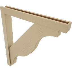 Ekena Millwork - BKTUR0352X30X34FST05RCPR - Timberthane Faux Wood Funston Style Bracket w/ Offset Brace, Block Ends, 3 1/2"W x 30"D x 34"H, Primed Tan