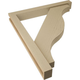 Ekena Millwork - BKTUR0352X30X34FST05RCPR - Timberthane Faux Wood Funston Style Bracket w/ Offset Brace, Block Ends, 3 1/2"W x 30"D x 34"H, Primed Tan