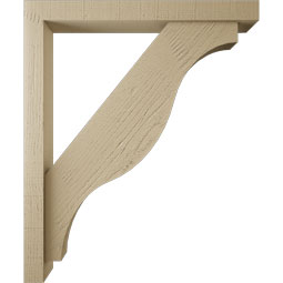 Ekena Millwork - BKTUR0352X30X36FST05RCPR - Timberthane Faux Wood Funston Style Bracket w/ Offset Brace, Block Ends, 3 1/2"W x 30"D x 36"H, Primed Tan