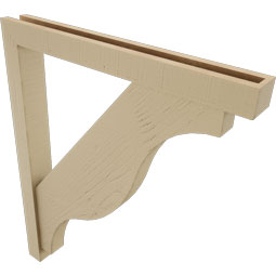 Ekena Millwork - BKTUR0352X30X36FST05RCPR - Timberthane Faux Wood Funston Style Bracket w/ Offset Brace, Block Ends, 3 1/2"W x 30"D x 36"H, Primed Tan