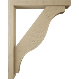 Ekena Millwork - BKTUR0352X30X38FST05RCPR - Timberthane Faux Wood Funston Style Bracket w/ Offset Brace, Block Ends, 3 1/2"W x 30"D x 38"H, Primed Tan