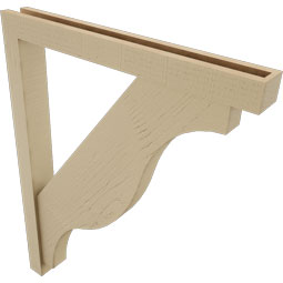 Ekena Millwork - BKTUR0352X30X38FST05RCPR - Timberthane Faux Wood Funston Style Bracket w/ Offset Brace, Block Ends, 3 1/2"W x 30"D x 38"H, Primed Tan
