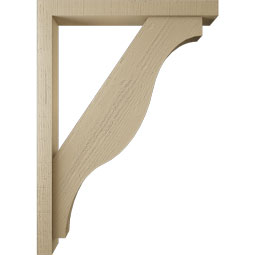 Ekena Millwork - BKTUR0352X30X42FST05RCPR - Timberthane Faux Wood Funston Style Bracket w/ Offset Brace, Block Ends, 3 1/2"W x 30"D x 42"H, Primed Tan